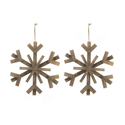 Ornements en forme de grand flocon de neige en bois de sapin de 17,7 po x 17,7 po, décorations suspendues pour arbre de Noël, art mural, présentoir des Fêtes, ensemble de 2