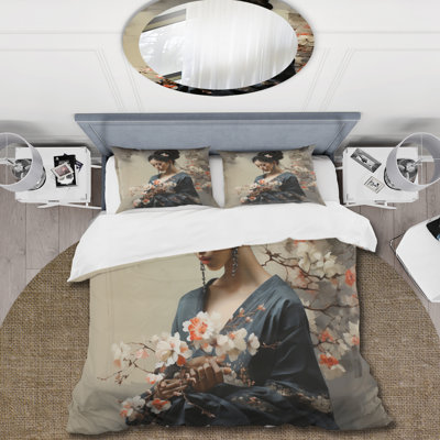 Asian Art Geishas Grace III - Asian Art Duvet Cover Set - Microfiber Polyester