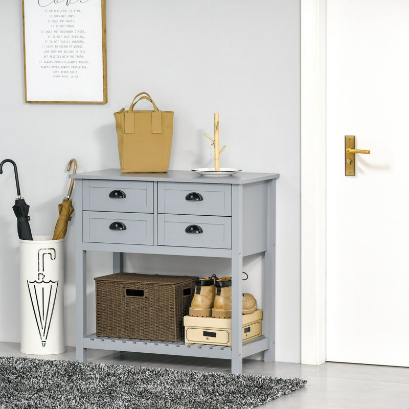 HOMCOM Coffee Bar Cabinet, Sideboard Buffet Cabinet, Kitchen Cabinet With 4 Drawers And Slatted Bottom Shelf For Kitchen, Living Room