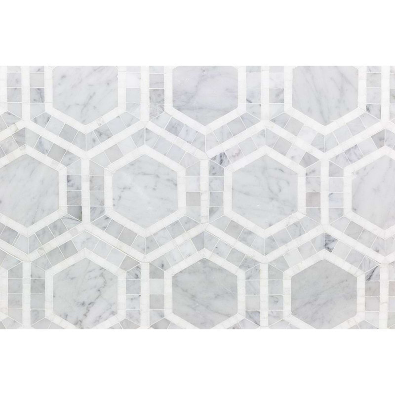 Nova 6" Hexagon Polished Marble Mosaic Tile, Lynx