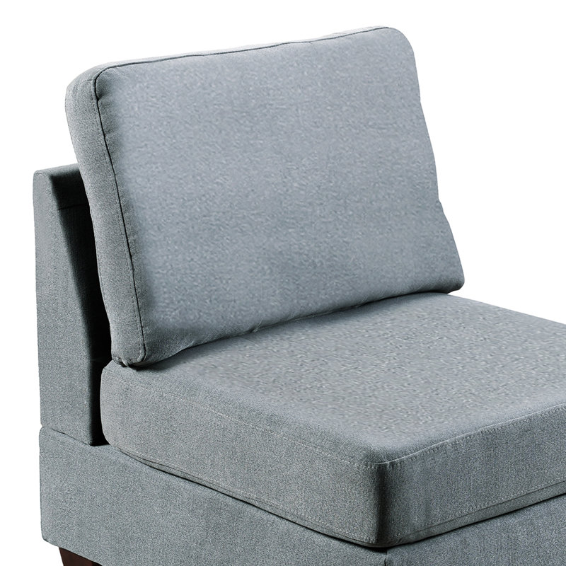 Modulaire - 2 pièces gris, fauteuil en tissu d'aspect lin et gris 2 pièces, élégant