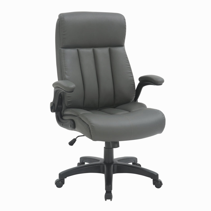 Ergonomic Faux Leather Office Chair – Ultra-Padded Executive Desk Chair With Flip-Up Armrests, Height Adjustable, Tilt Control And Smooth-Rolling Wheels