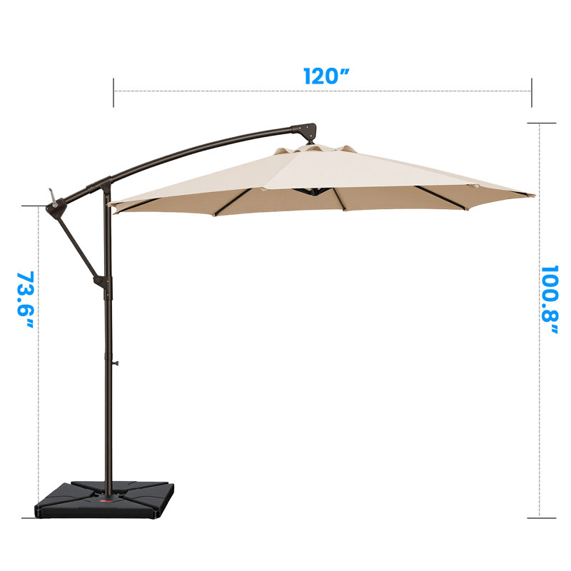 Parasol de patio en porte-à-faux 120 "avec base rotative, Beige