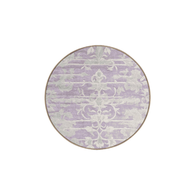 Tapis beige soyeux et moelleux, Rond 8 pi