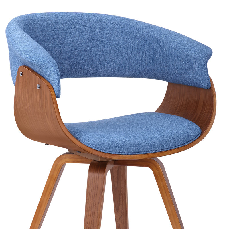 Krystyna Mid-Century Upholstered Dining Chair, Walnut, Blue