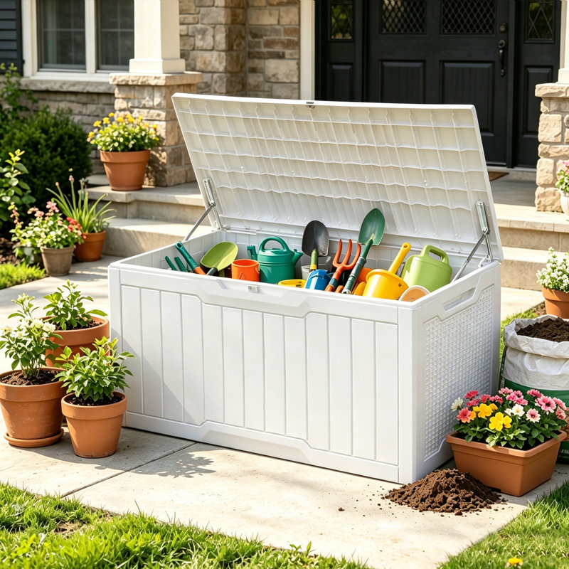 Boîte de rangement verrouillable 100 gallons Quartey, White