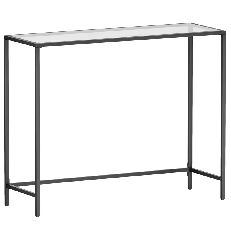 Huxley 39.4'' Glass Top Console Table, Black/Transparent, 31.5'' H X 39.4'' W X 13.8'' D