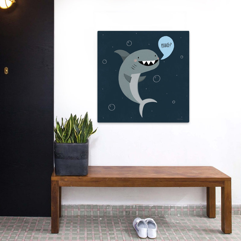 Requins veulent des câlins, art nautique de dessin d'enfant trop nautique, H 32 po x l 32 po