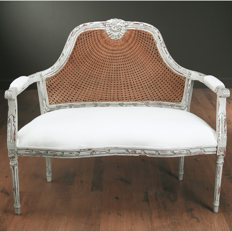 Moyne Linen Square Arm Settee, Parchment