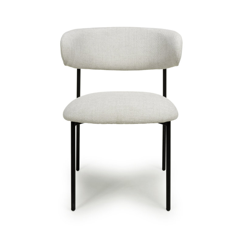 Ananias Upholstered Metal Side Chair in Beige