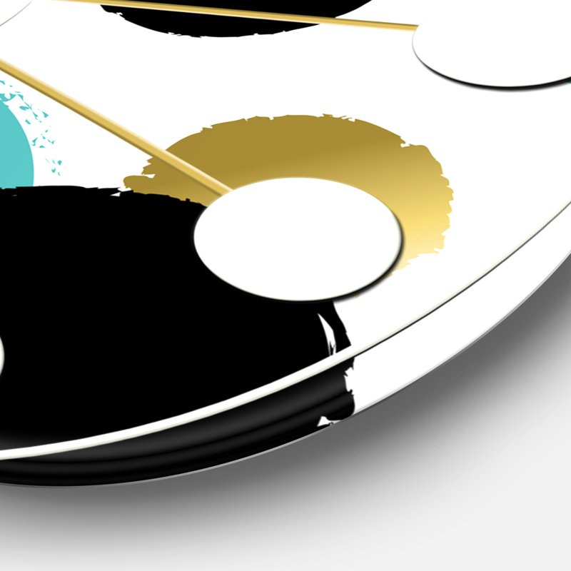 Or et cercles bleus - horloge murale moderne Mid-Century, Grand