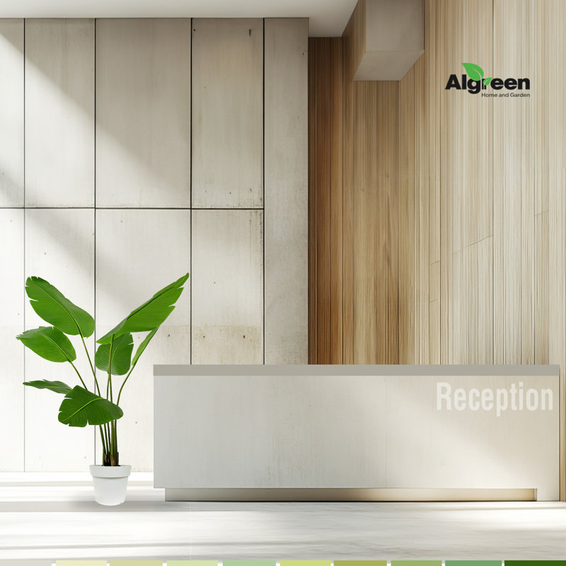 Algreen 55" Faux Paradise Palm in White Decorative Planter