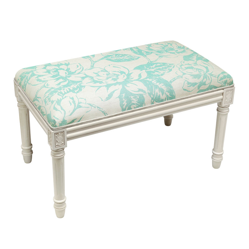 Georgeanna Linen Blend Upholstered Bench, Aqua