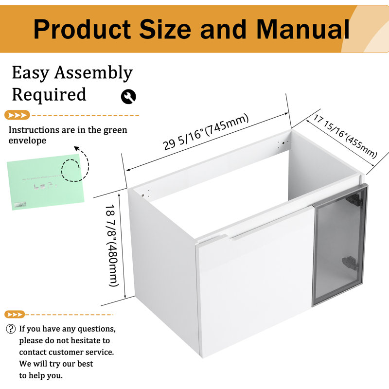 Base de meuble-lavabo simple 30 po Caelum