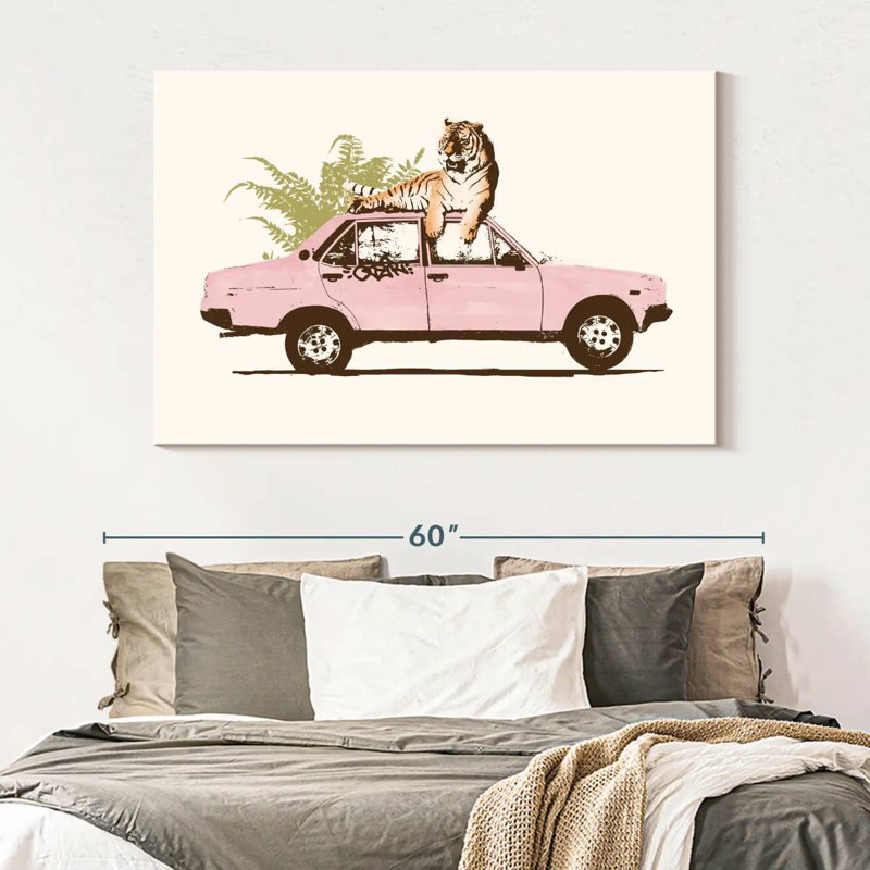 Mehar Tiger On Car, 34" H x 51" W
