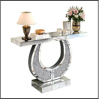 Glenorie en miroir avec diamant concassé incrusté dans une rainure de miroir et une base en forme de O
