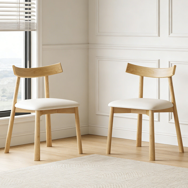 Ensemble de 2 chaises de salle à manger en bois massif, Bois naturel