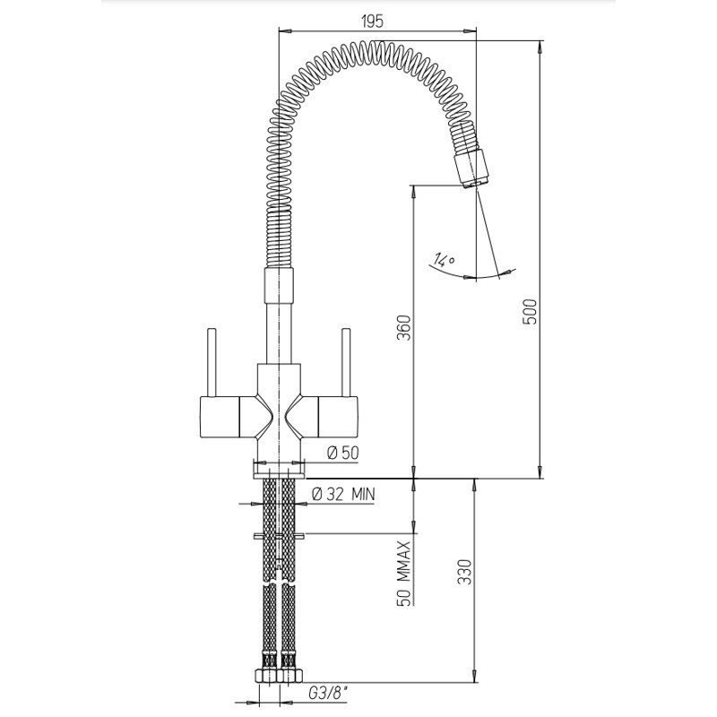 Piralla Cox Kitchen Faucet, Brushed Nickel