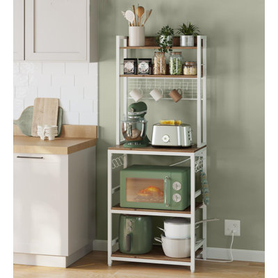 66.9''H 5-Tier Baker’s Rack with Power Outlet & Adjustable Shelf
