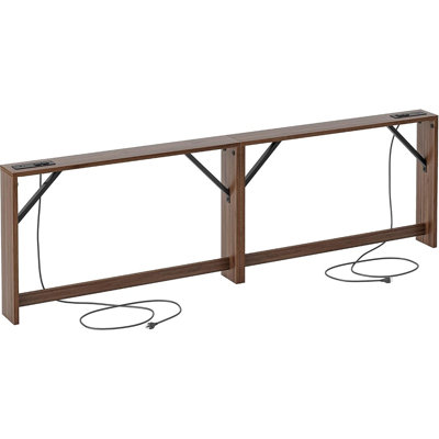Console très longue très étroite avec prise de courant, canapé avec structure en métal, table d'entrée en noyer noir