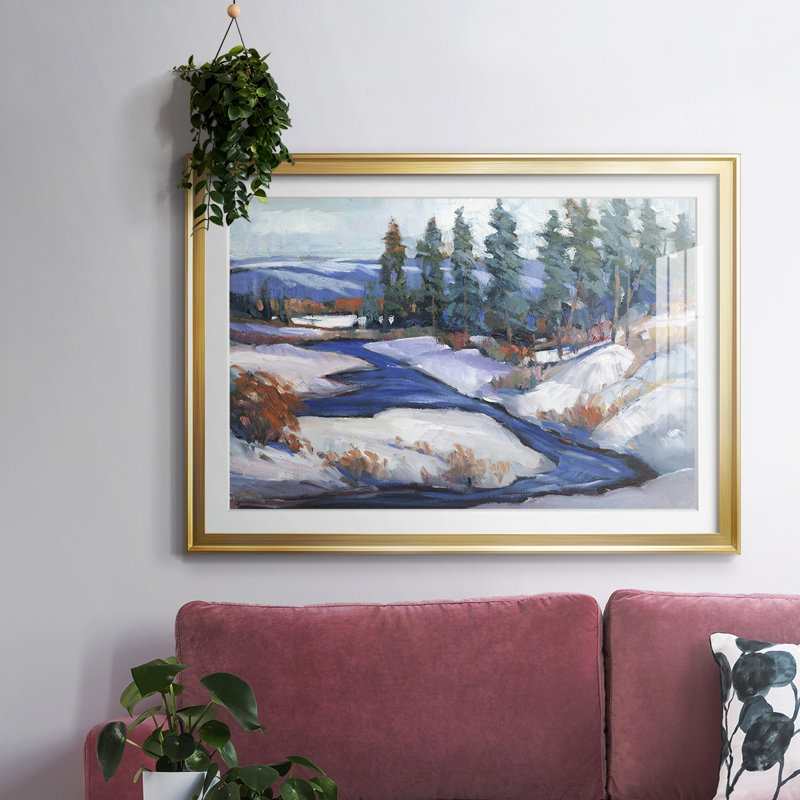 «First Snow I», reproduction d'art sur papier, Or, H 19 po x l 27 po x P 1,5 po