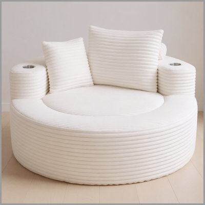 Canapé-lit rond avec canapé modulaire en mousse à mémoire de forme pour le salon, canapé Cloud avec trois coussins, blanc