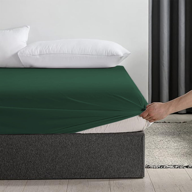 Merituuli 200 TC Microfiber 25cm Deep Fitted Sheets, Super King (6'), Emerald