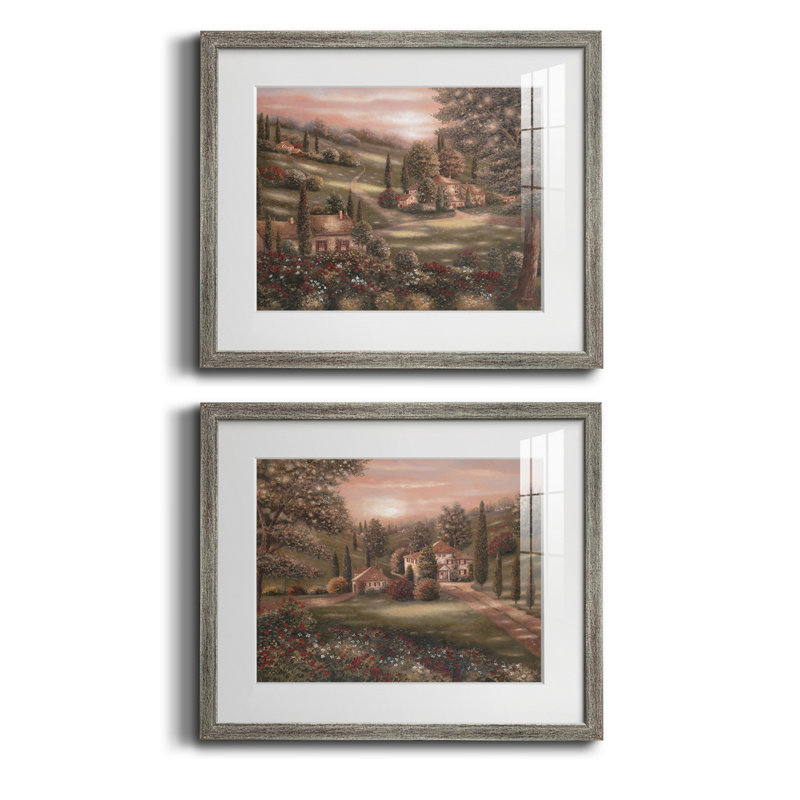 «Evening / Tuscany I», reproduction encadrée de qualité supérieure, prête à être accrochée