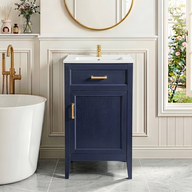 20'' Naval Blue Vanity Cabinet With Ceramic Sink