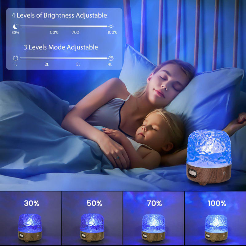 Ocean Wave Projector Light with Bluetooth Speaker & Remote Control, Brown