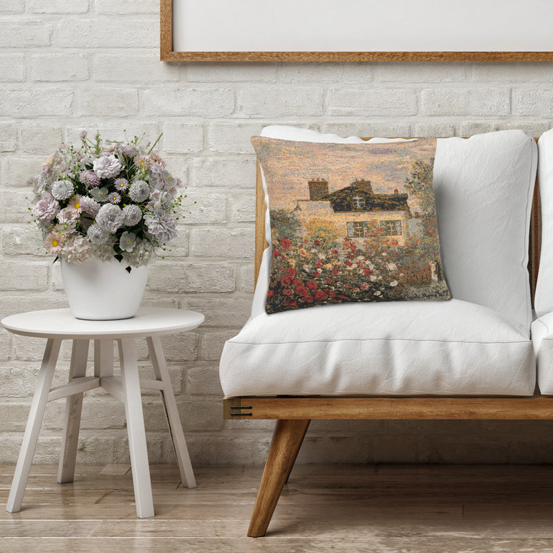Monet-Inspired Cotton Blend Jacquard Woven Pillow Cover 18x18