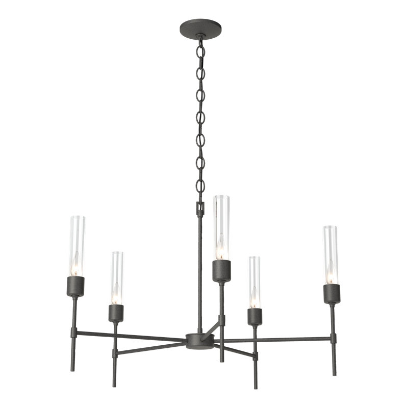 Vela 5 - Light Sputnik Sphere Chandelier, Natural Iron, Clear Glass
