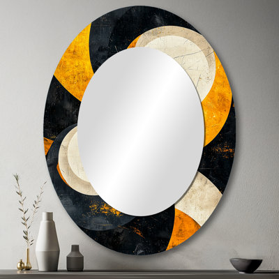 Miroir mural ovale jaune et noir Spiraling Opulence II