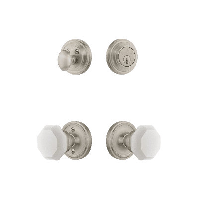 Nostalgic Warehouse Classic Rosette Entry Set with White Waldorf Crystal Knob