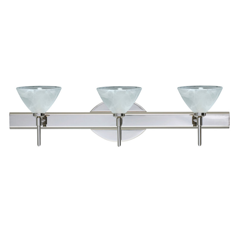 Pownal 3 - Light Dimmable Vanity Light, Incandescent, Satin Nickel, Marble