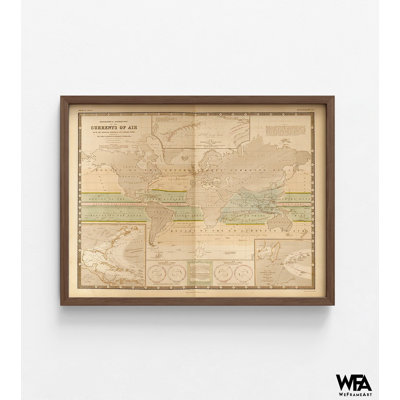 Reproduction d'affiche carte du monde antique, carte des courants d'air, carte du monde antique