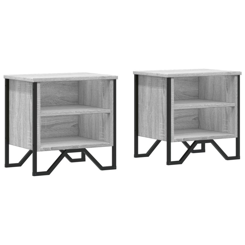 Alliyah 40cm W Metal Bedside Table, Grey Sonoma