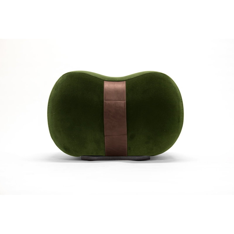 Milo Novelty Ottoman, Evergreen/Creme Brulee Velvet
