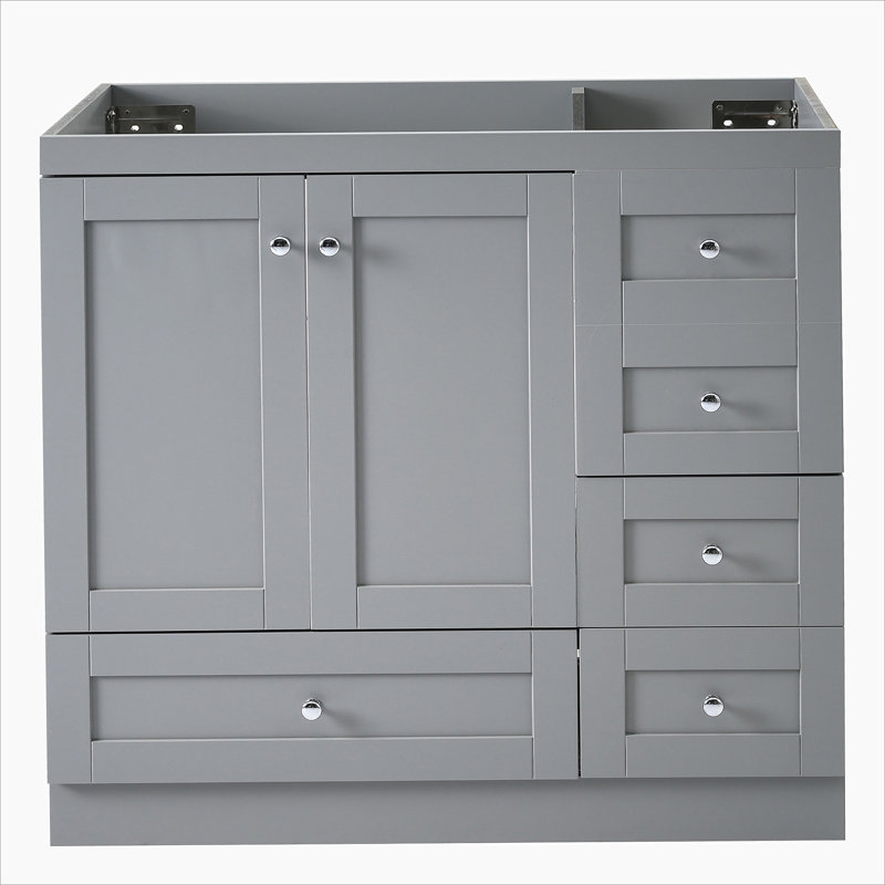 Meuble-lavabo de salle de bain sans lavabo, base d'armoire seulement, meuble-lavabo (lavabo non inclus), Gris