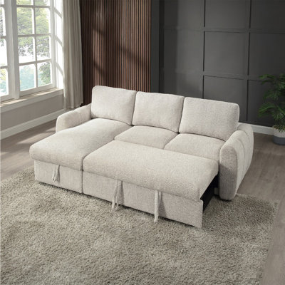 Reversible Sectional Sofa with Sleeper and Chaise Storage