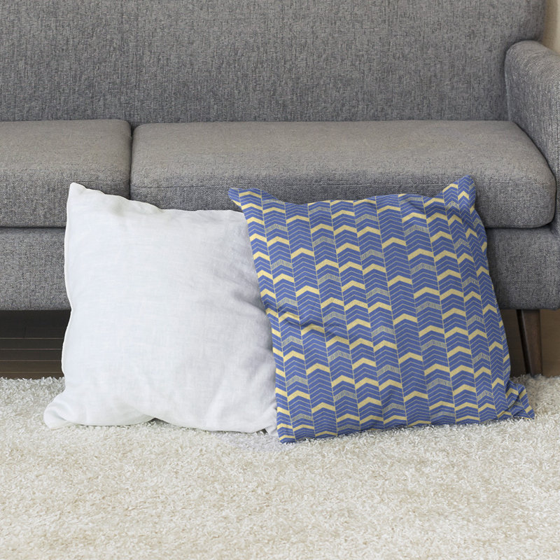 Coussin Rhonda, 36 po x 36 po, Bleu/jaune, Bourre en polyester
