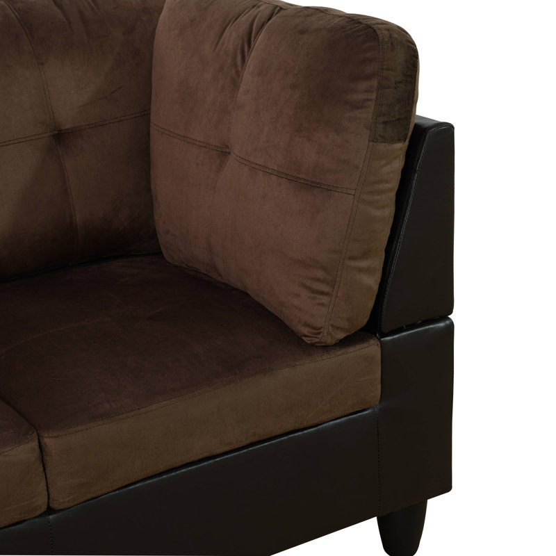 Larelle 103.5" Wide  Sofa & Chaise, Right Hand Facing, Chocolate Brown Microfiber/Microsuede