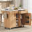 52" Natural Fluted Rolling Kitchen Island with Drop Leaf, Power Outlet & Adjustable Shelves - Storage Cart with 2 Doors, 2 Drawers & Faux Marble Top-211422345-211422346