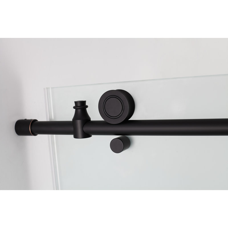 Coraline XL 52" - 56" W x 38" D x 80" H Frameless Rectangle Sliding Shower Enclosure, Frosted Glass, Oil Rubbed Bronze