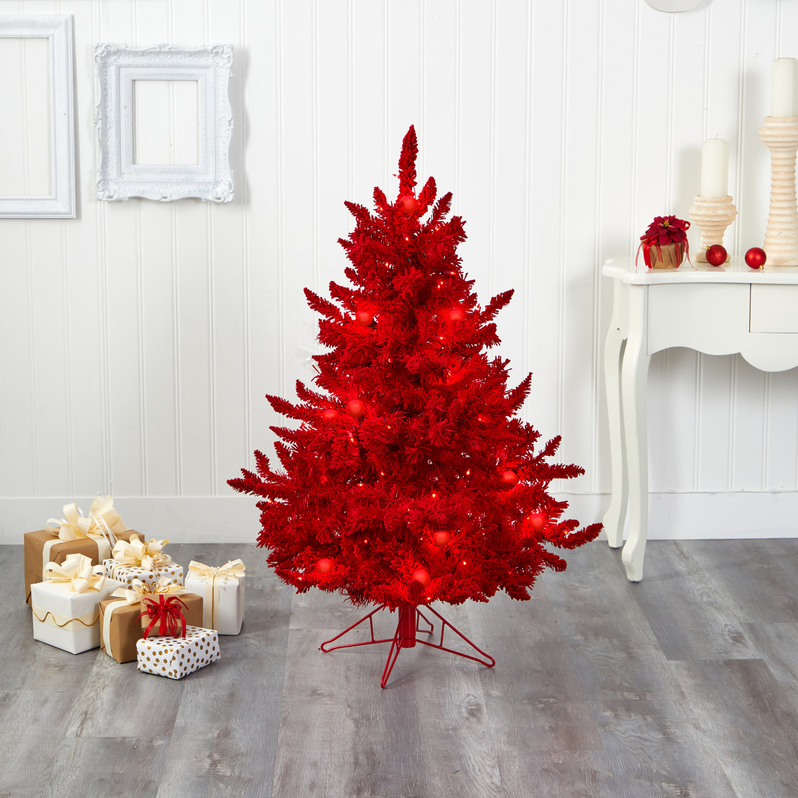 Lighted Artificial Christmas Tree, 4' H