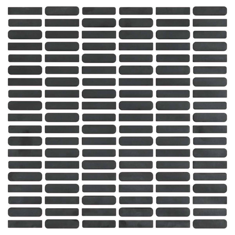 Venini 1/2" x 2" Mini Brick Frosted Glass Mosaic Tile, Black