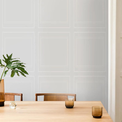 Superfresco Paintable White Wood Panelling Wallpaper