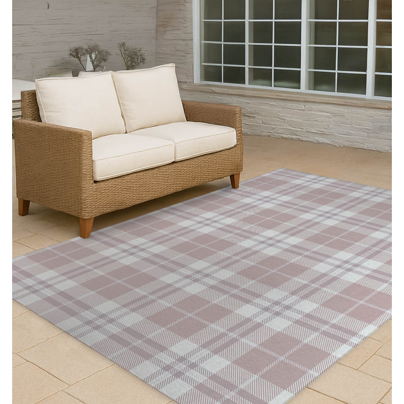 Tapis d'extérieur antidérapant Tartan Block, Rectangulaire 8 pi x 10 pi