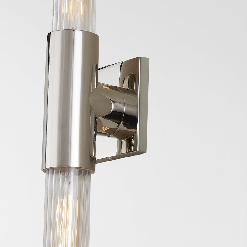 Asher 4.25" 2-Light Optic Glass Wall Sconce, Polished Nickel