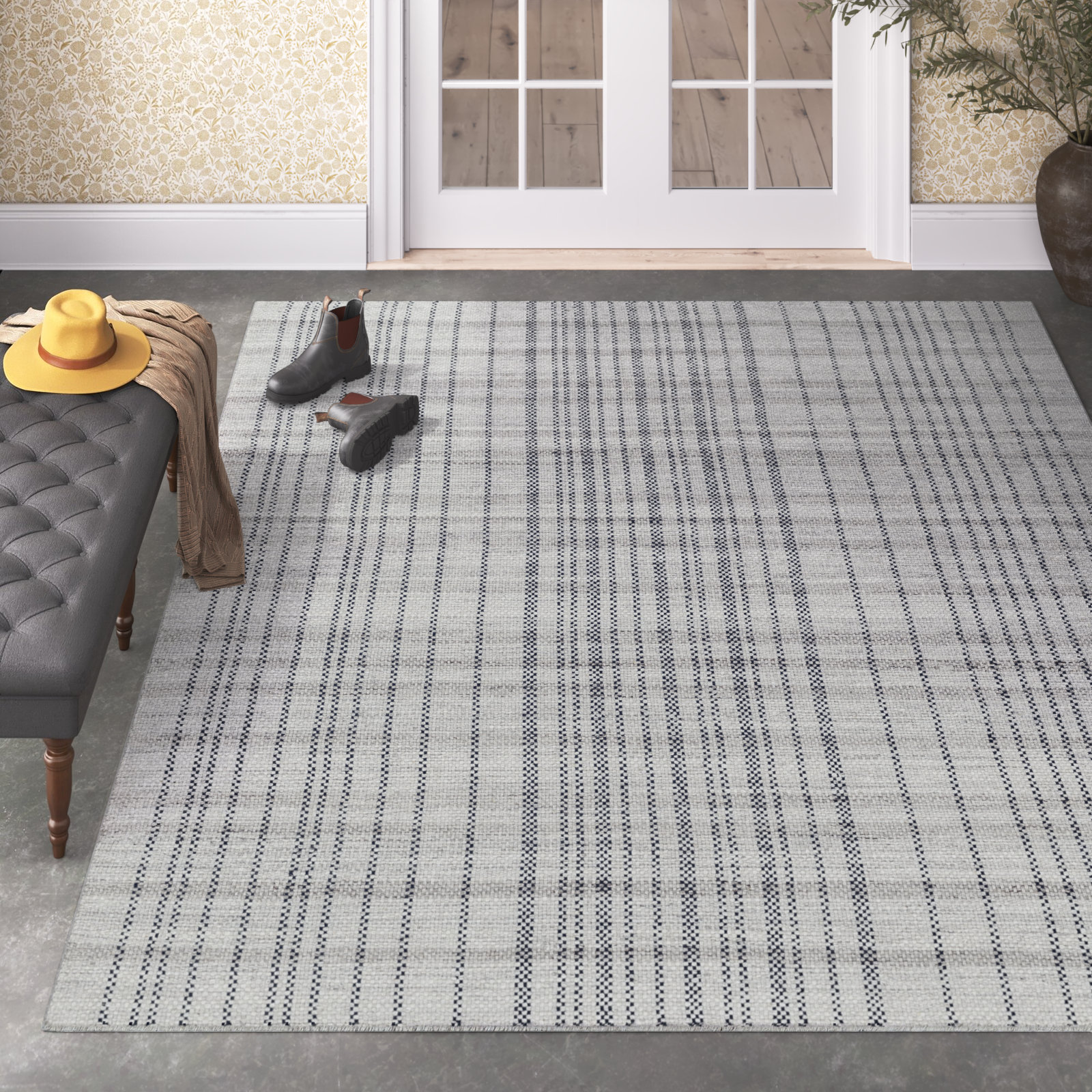 Loxe Flatweave Striped Rug, Rectangle 6' x 9'